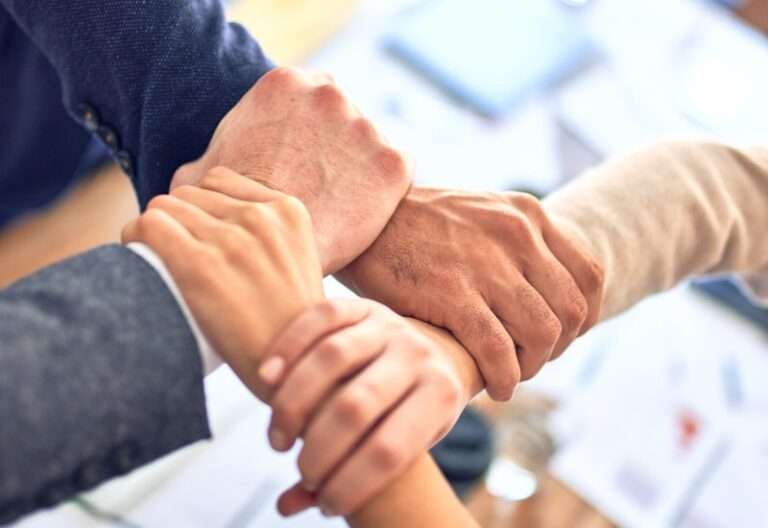 person in black long sleeve shirt holding persons hand